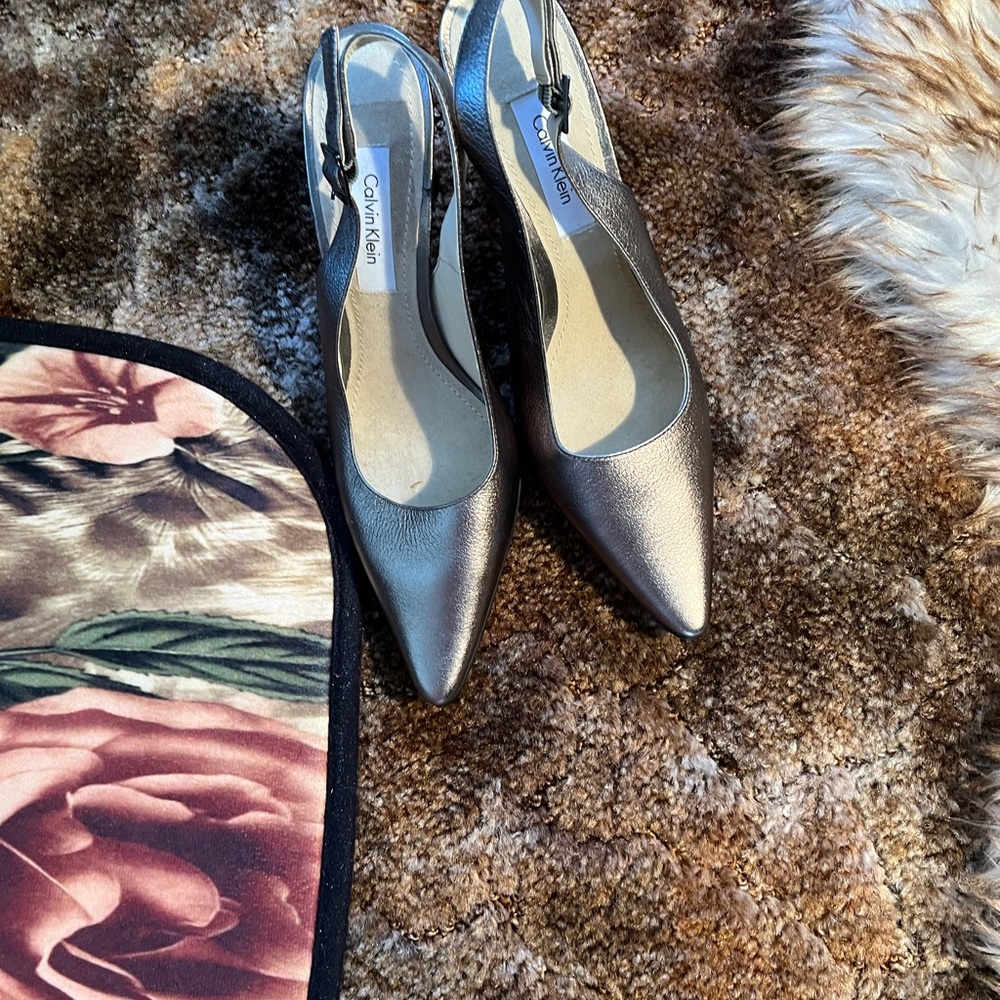 Calvin Klein Metallic Slingback Heels